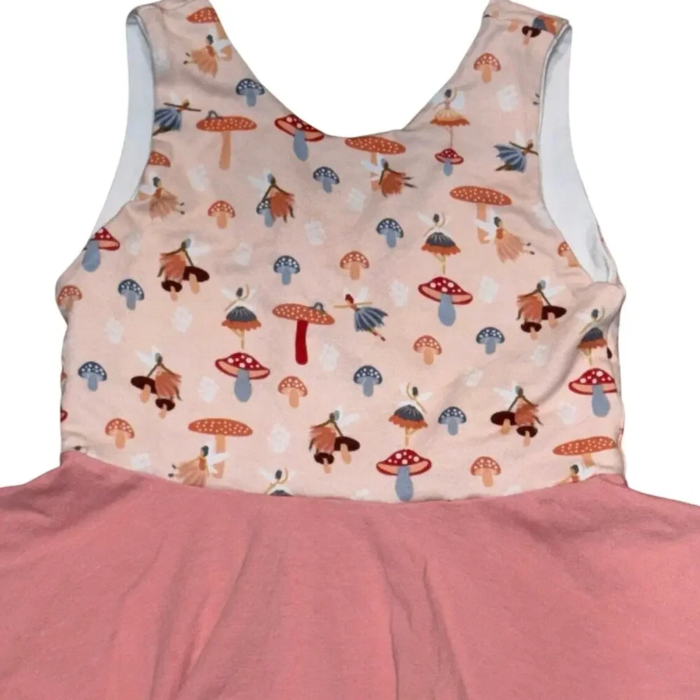 Malia + Kai Fairy Mushroom Twirl Dress Size 4T Handmade USA Pink Cottagecore